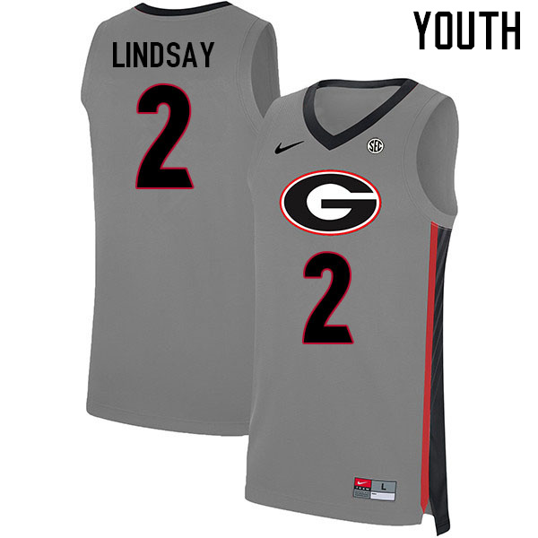 Youth #2 KyeRon Lindsay Georgia Bulldogs College Basketball Jerseys Sale-Gray